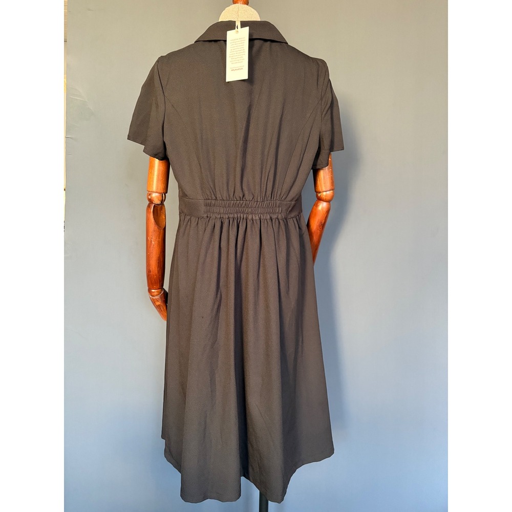 Modcloth Black Collared Fit-and-Flare Midi Dress - Picture 4 of 12